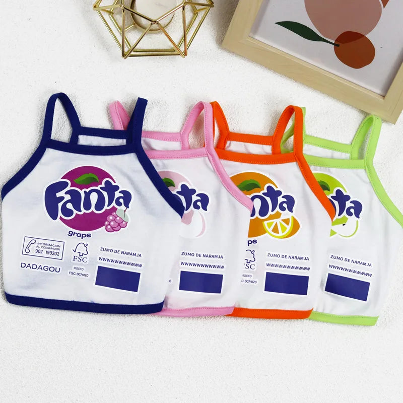 Novas roupas para animais de estimação, roupas finas para cães, camisola curta para cães, ketong, uva, limão, laranja, estampa, roupas para gatos, filhotes