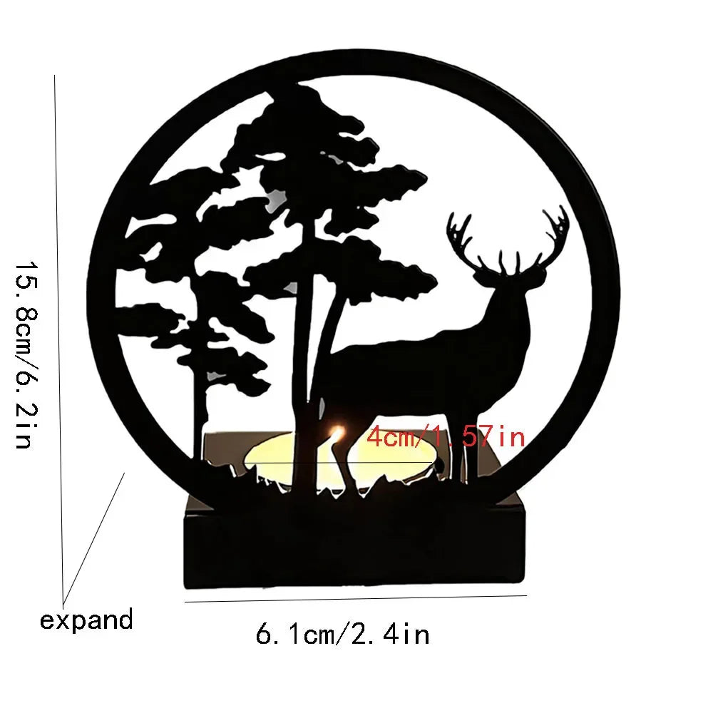 Recipiente para velas de animais 3D, silhueta, suporte de metal, ferro, veado, elefante, girafa, decoração para mesa de casa, adereços, kit de presente