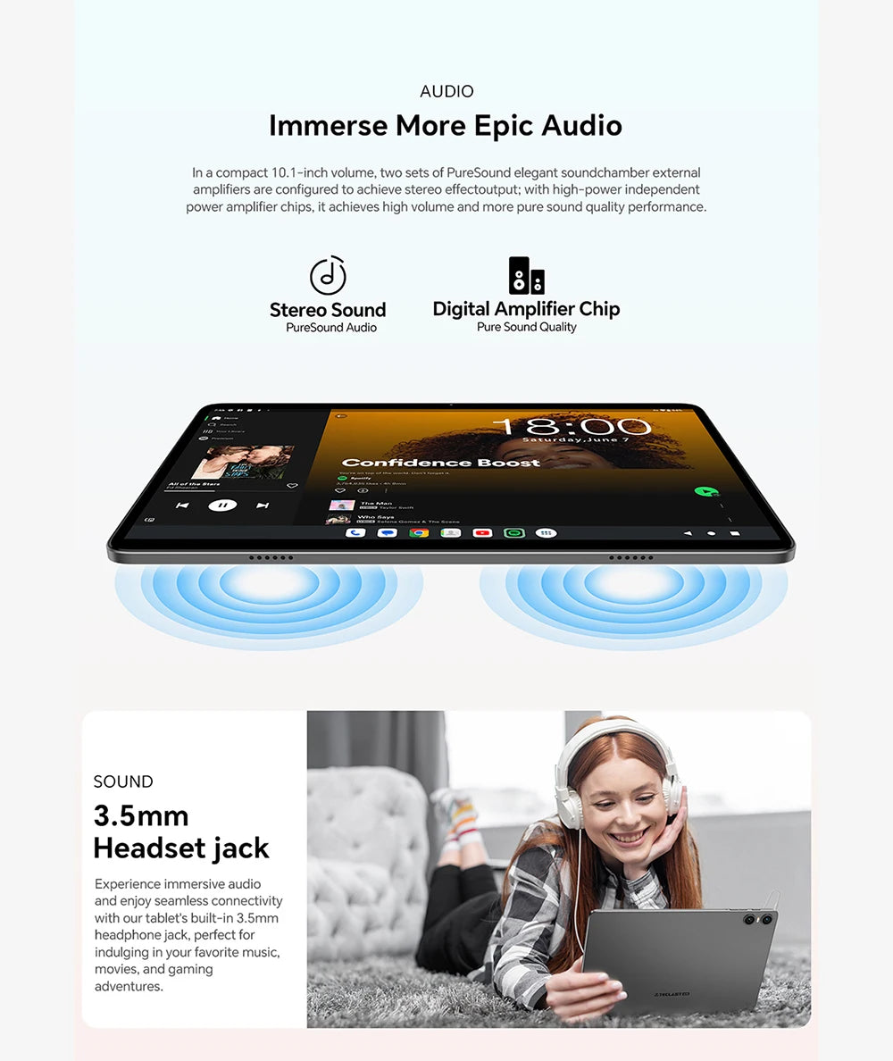 Tablet Teclast P30T Android 15 10.1" IPS Max 12GB RAM 128GB ROM T606 8-core 6000mAh Teclado/Capa/Mouse/Caneta/Fone de Ouvido/Suporte