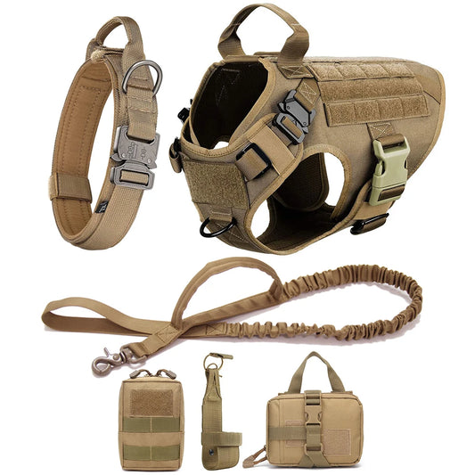 Conjunto de coleira e guia para cães grandes, colete tático para pastor alemão, para cães pequenos