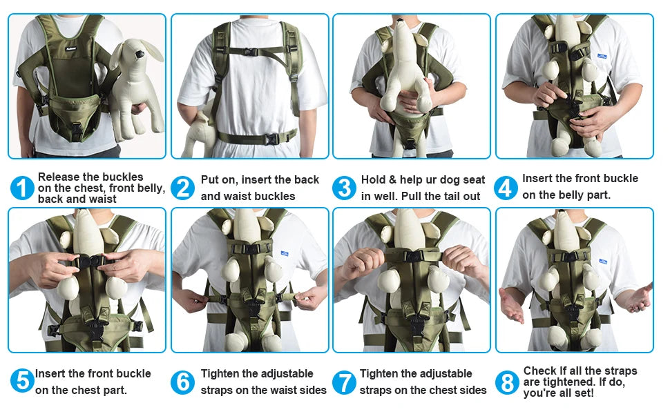 Mochilas de transporte frontal para animais de estimação, mochilas ajustáveis ​​com mãos livres para cães de pequeno e médio porte, respiráveis ​​e para gatos, bolsas de transporte para viagens ao ar livre