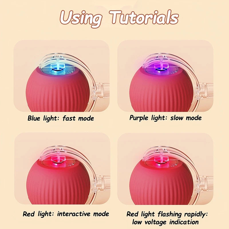 Bola de brinquedo interativa para gatos, bola rolante automática, rabo falso, brinquedo elétrico inteligente recarregável para animais de estimação, treinamento para cães e gatos, imitação de rato