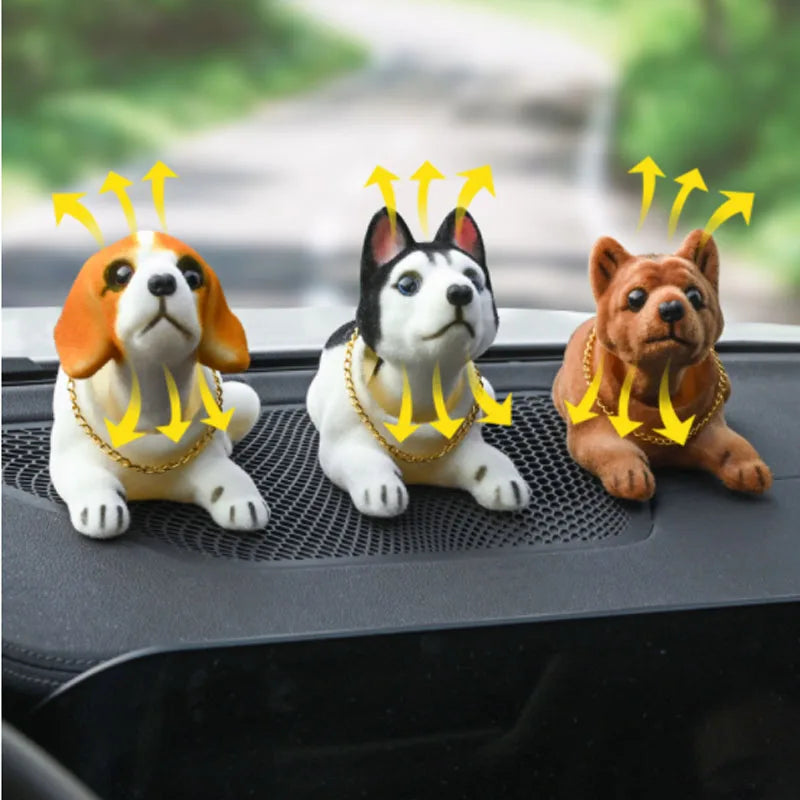 Car Ornaments Doll Husky Beagle St Bernard Shepherd Shake Head Dog Duck Decoration Auto Interior Accessories Cute Creative Gifts