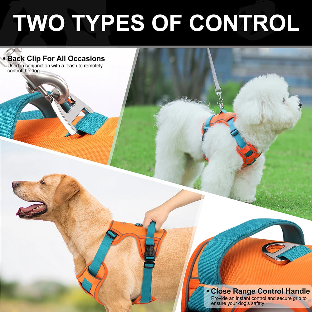 Arnês de cachorro de malha respirável, nylon refletivo, colete de treinamento durável para animais de estimação, ajustável para cães pequenos, médios e grandes