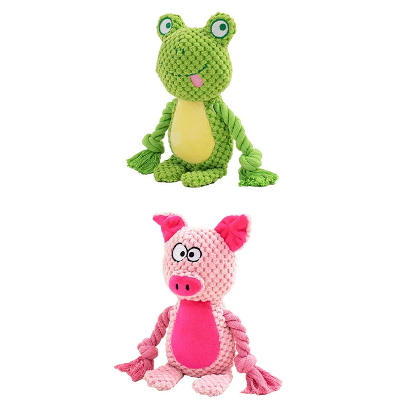 Brinquedo interativo de pelúcia cru para cachorro pequeno, indestrutível, resistente a mordidas, som de chocalho para cachorros que rangem, brinquedos para animais de estimação