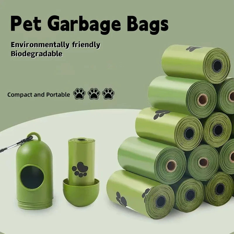 Sacos para cocô de cachorro biodegradáveis ​​à prova de vazamentos, sacos para resíduos de animais de estimação para passear com o cachorro, limpeza ao ar livre, dispensador de sacos de areia para gatos, pacote a granel