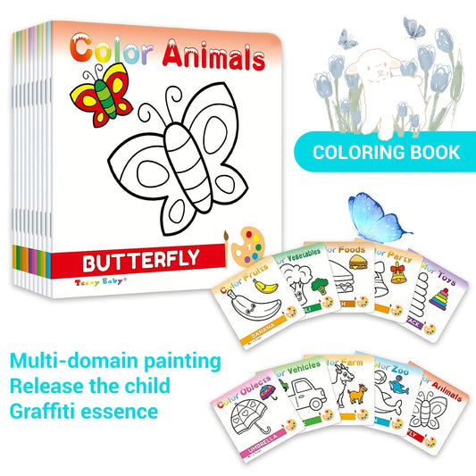 1 conjunto de 10 livros de colorir para desenho simples de rastreamento de caligrafia infantil, aprendizagem de desenho simples e coloração DIY