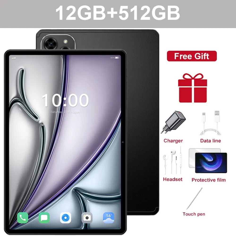 Tablet PC Pad 7SPro 10.1" Original 5G Dual SIM Tablets Tab Android 15 22GB + 2TB 10000mAh Com teclado Laptop Para Crianças