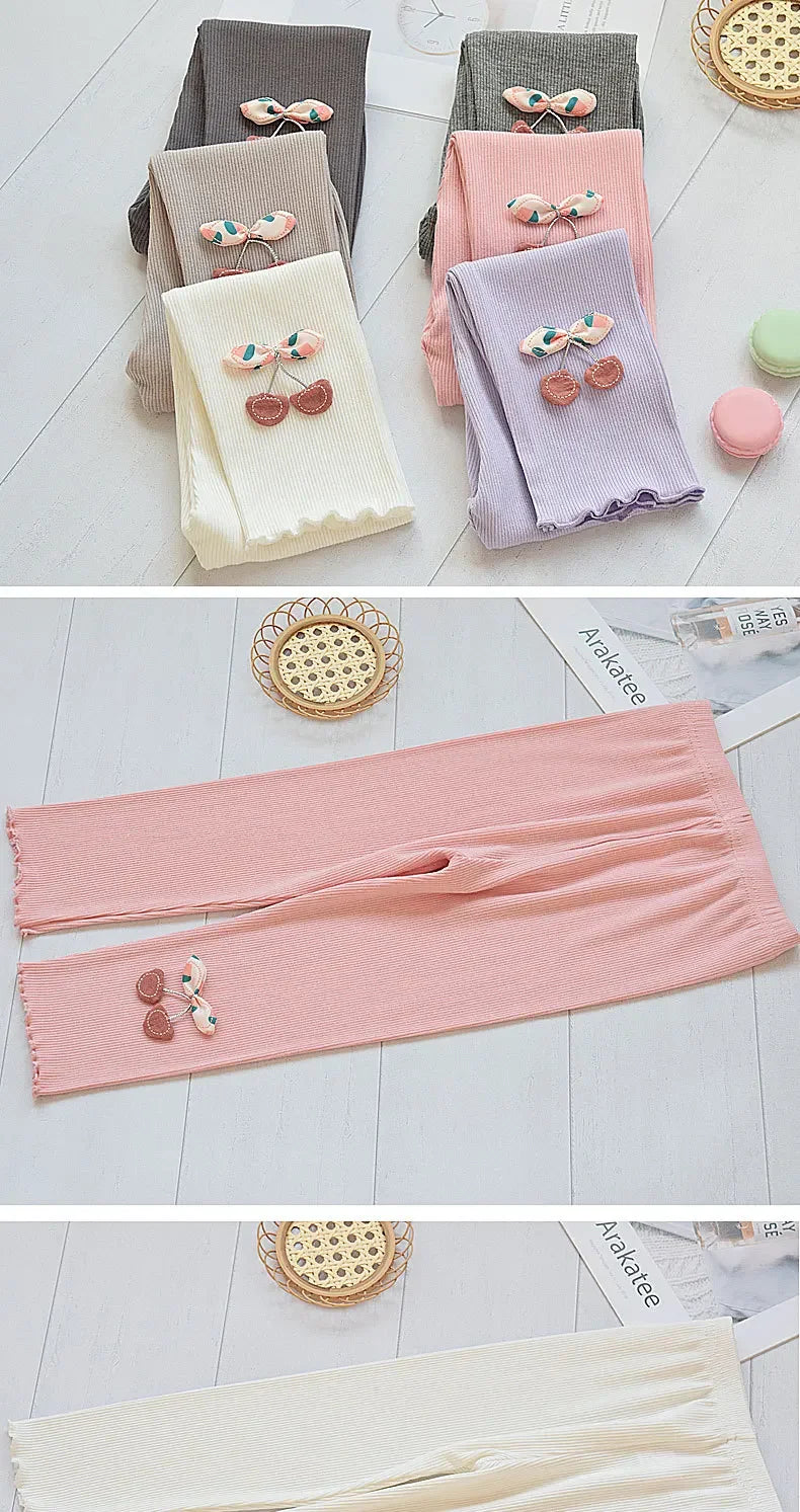 Kids Leggings Cherry Decoration Kids Leggings for Girls 2 To 7 Years Kids Pants Clothes Girls  Children Leggings Girls