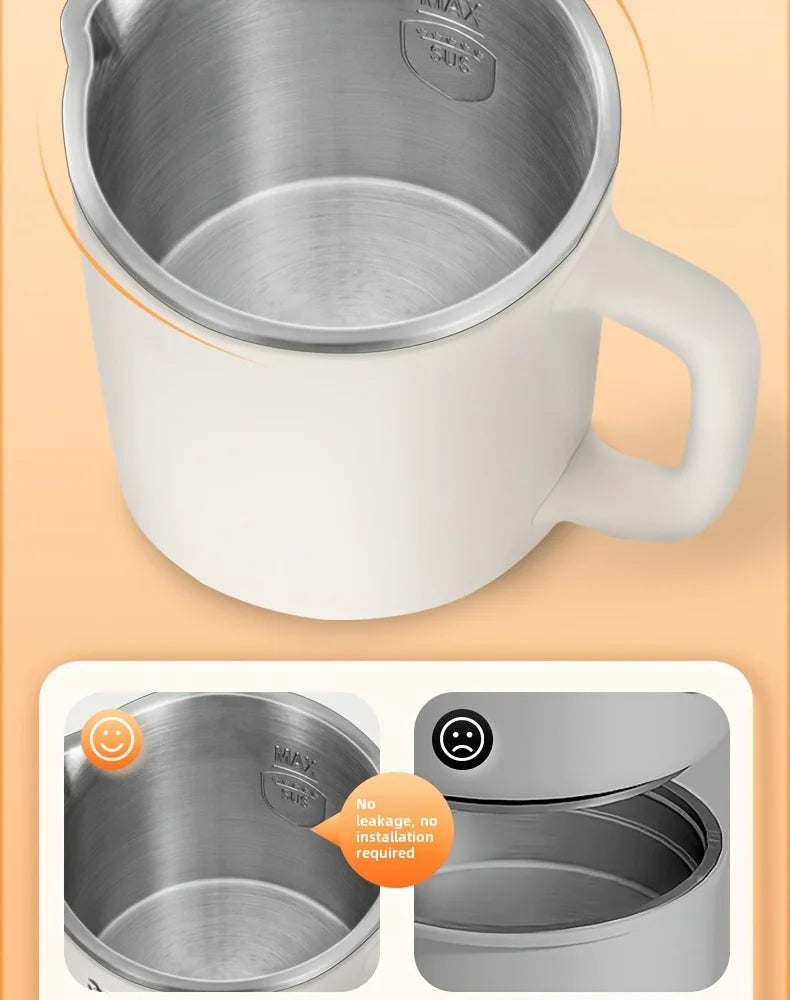 Chaleira dobrável para viagem, pequena chaleira dobrável portátil para áreas externas, aço inoxidável 304, chaleira elétrica
