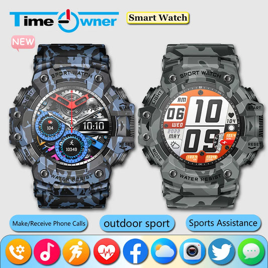 Novo relógio inteligente para atividades físicas ao ar livre 2025, masculino, caminhada, pedômetro, bússola, lanterna LED, IP68, à prova d'água, chamada, smartwatch