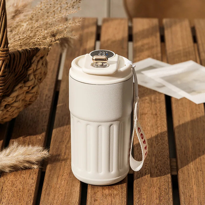 Garrafa térmica de aço inoxidável 450ml, com visor LED de temperatura, para café, mantém frio e quente, caneca térmica para viagem, garrafa térmica a vácuo