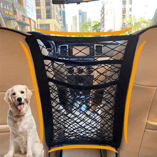 Cerca para carro e assento traseiro de cachorro, rede de proteção elástica para isolamento de cães, rede de separação de armazenamento de camada dupla, trilho de segurança para animais de estimação, suprimentos para animais de estimação