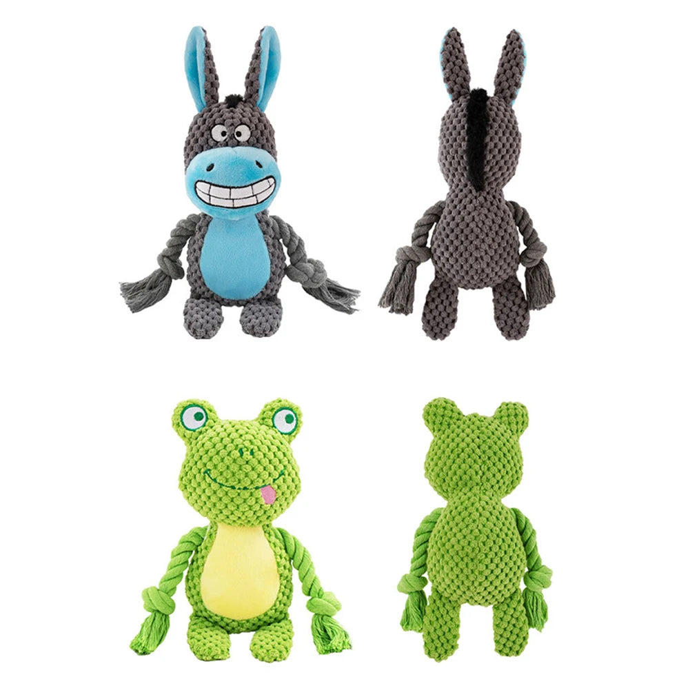 Brinquedo de pelúcia para cachorro, brinquedo de mastigar com articulação pequena crua, indestrutível, resistente a mordidas, som de guincho para filhotes, chocalho para brinquedos de estimação