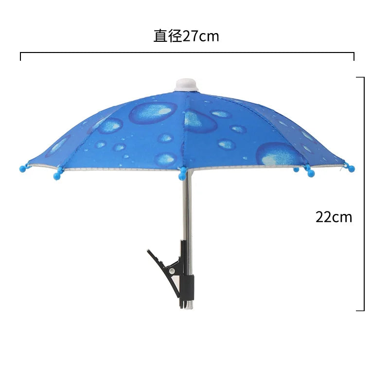 Suporte para celular de 27 cm, mini guarda-chuva criativo para ciclismo ao ar livre, protetor solar, acessório portátil para chuva ao ar livre