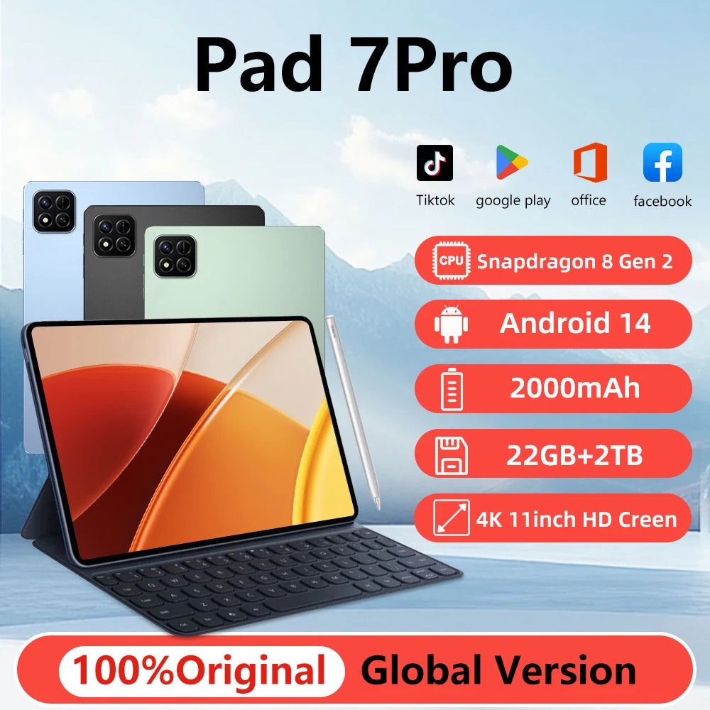 Tablet Mi Pad 7 Pro 2025NOVO Android 14, 11 polegadas, versão global, 16 GB + 1 TB, 5G, Dual SIM, Smart Tablets, PC, original, com teclado e WiFi