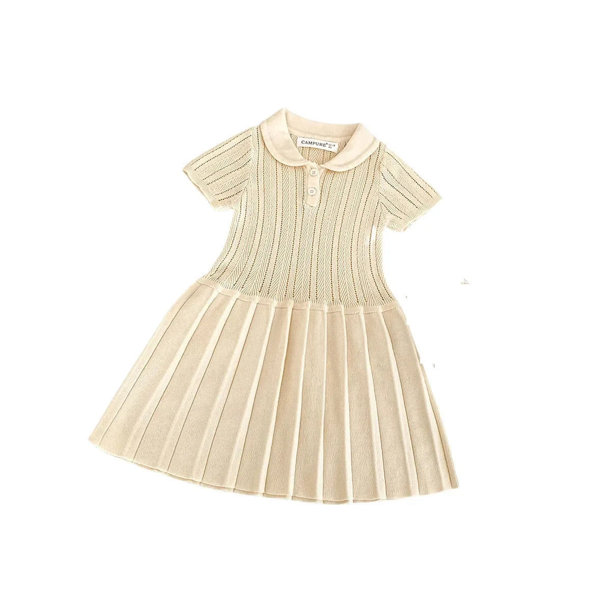 1-5Y Kids Clothes Hollow Out Knit Dress For Kids Girls Kids Knit Pleated Dresses