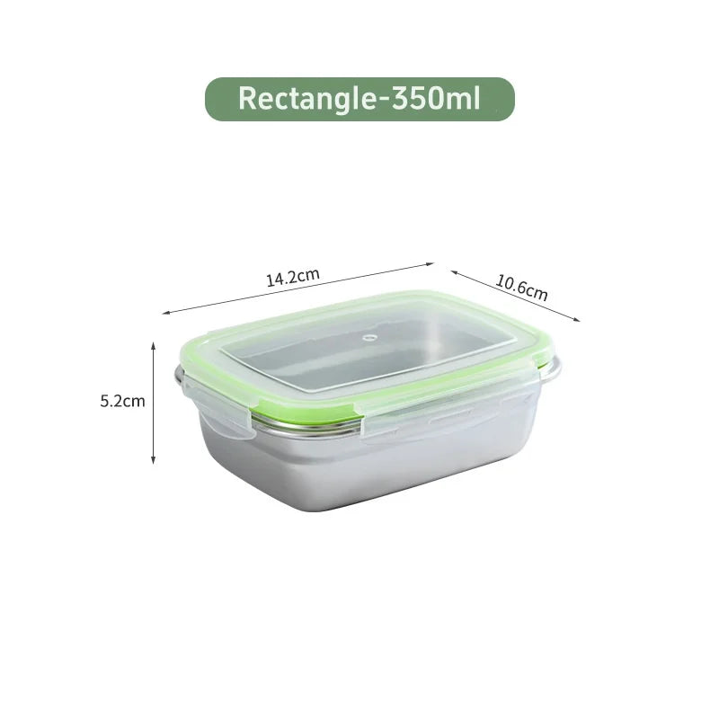 Caixa de armazenamento refrigerada de aço inoxidável 304, caixa de almoço selada à prova de vazamentos, caixa de frutas com tampa, recipiente para bolinhos, caixa de armazenamento refrigerada