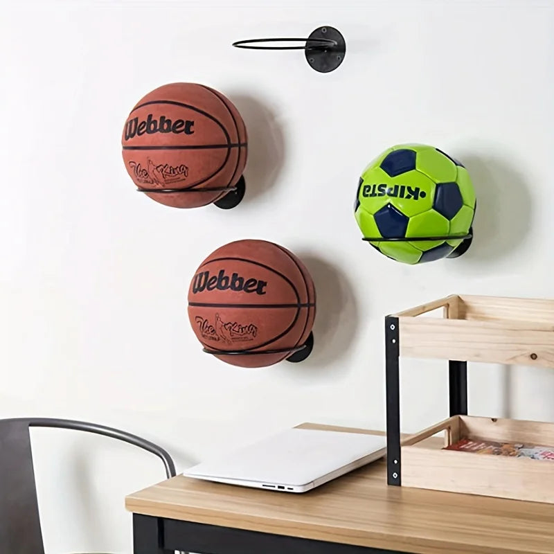 Suporte de parede de metal para exibição de bolas esportivas, 1 peça/2 peças, para basquete, futebol, vôlei, suporte de parede durável