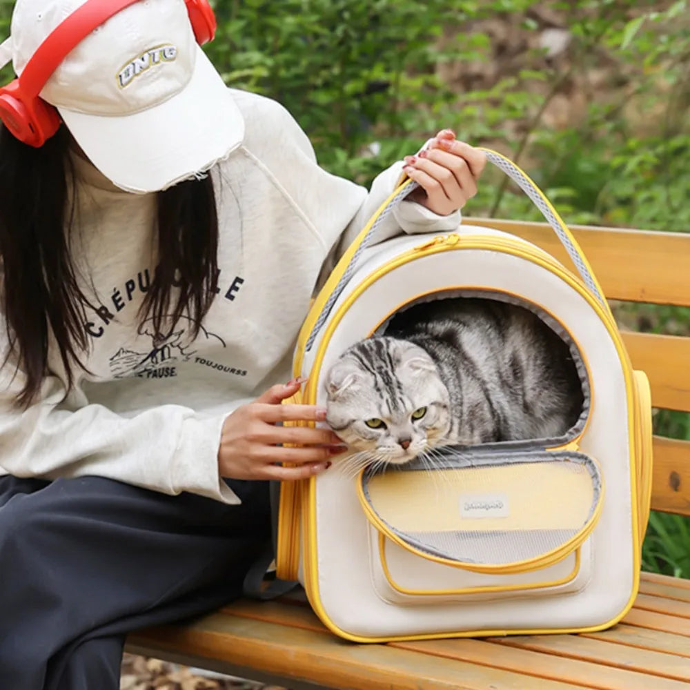 Wear-resistant Breathable Cat Bag Adjustable with Handle Portable Pet Bag Foldable Detachable Support Plate Pet Transport Bag