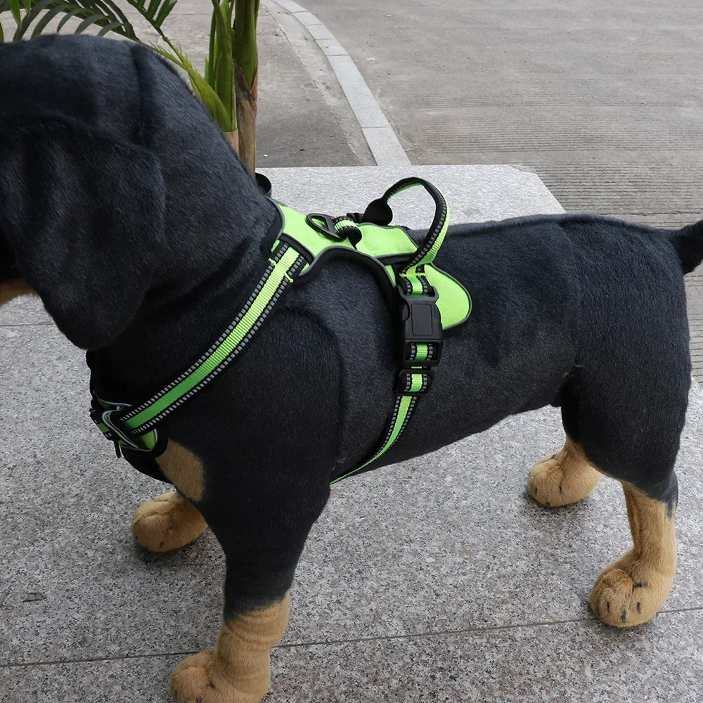 Coleira de nylon ajustável para cães, colete refletivo, macio e respirável, sem puxões, coleira para animais de estimação para cães pequenos e grandes