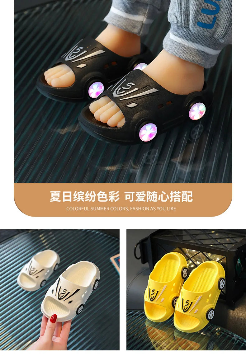 Sapatos SummerChild com Luzes LED, Pantufas para Bebê, Sandálias Antiderrapantes para Interior, Menino e Menina, Pantufas Luminosas para Crianças, Casa, Pais e Filhos