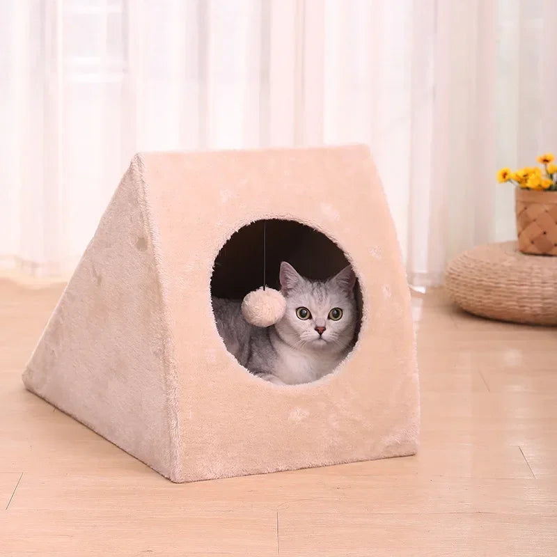 Ninho de gato, casa quente para gatos, casa fechada para gatos durante todo o ano, ninho de dormir para gatos no inverno, suprimentos para animais de estimação