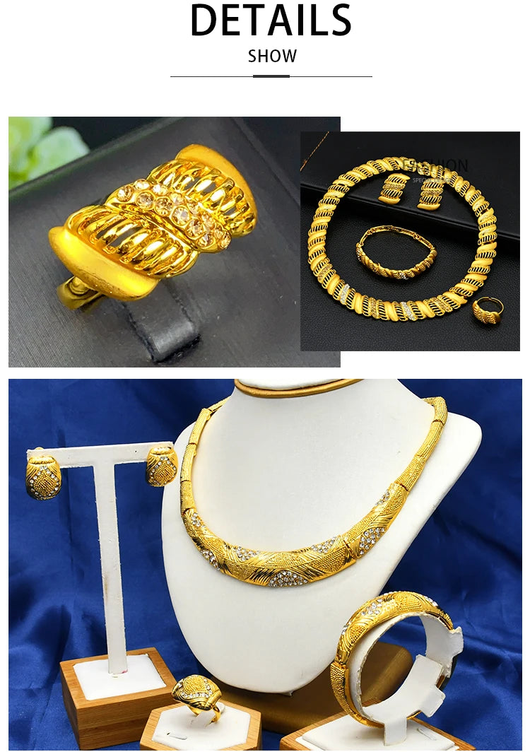 XUHUANG Conjunto de colares com correntes de ouro 24k, moda nupcial africana, joias de noivado indianas para presentes de festa de casamento em Dubai