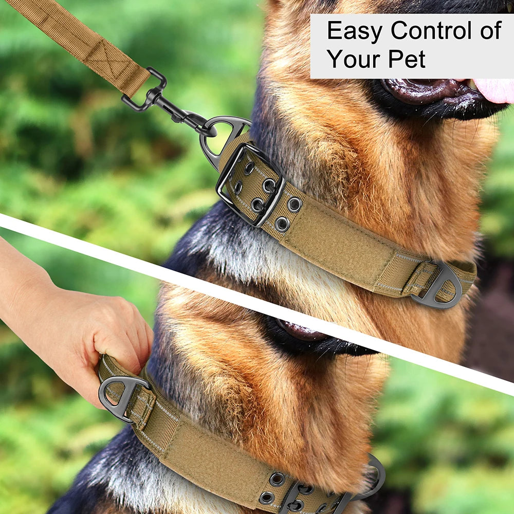 Military Tactical Dog Collar Nylon Wide Pet Training Collars Necklace With Handle Strong For Medium Large Dogs French Bulldog