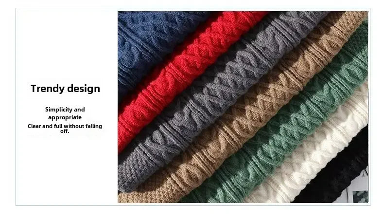 Suéter de malha da moda para homens, casual, gola redonda, quente, solto, pulôver, aconchegante, macio, flexível, moda outono inverno