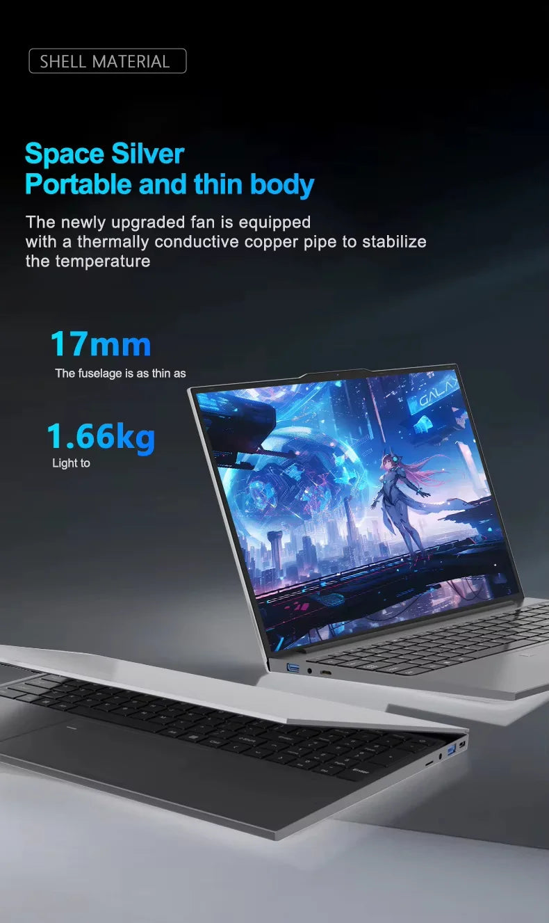 Computador portátil ultrafino Intel Core i7 6500U de 15,6" com Windows 11, 16 GB DDR4, SSD de 1 TB, notebook para jogos com desbloqueio por impressão digital