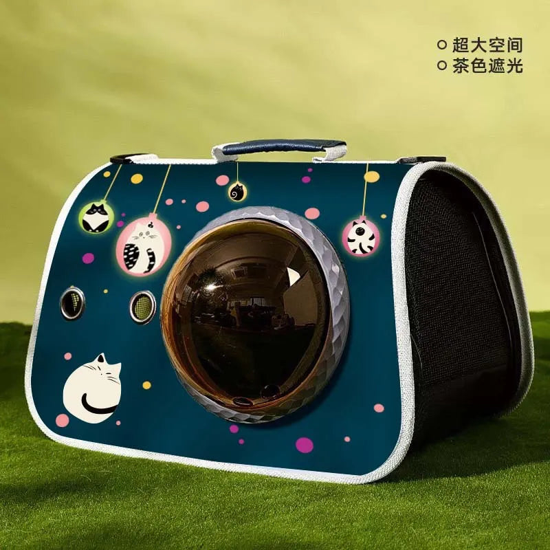 Bolsas de ombro para gatos Bolsa de alta capacidade para gatos Dobrável Cápsula espacial de mão Malha respirável Bolsa transversal para animais de estimação Mochila para animais de estimação