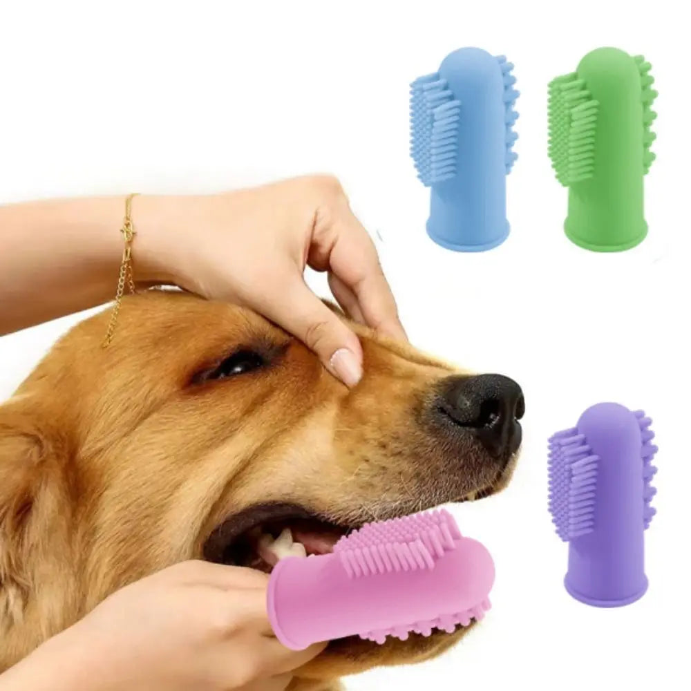 Silicone Pet Finger Toothbrush Bite Resistant Soft Cats Mouth Cleaner 360° Cleaning Pet Teeth Cleaning Fingertips for Cats Dogs