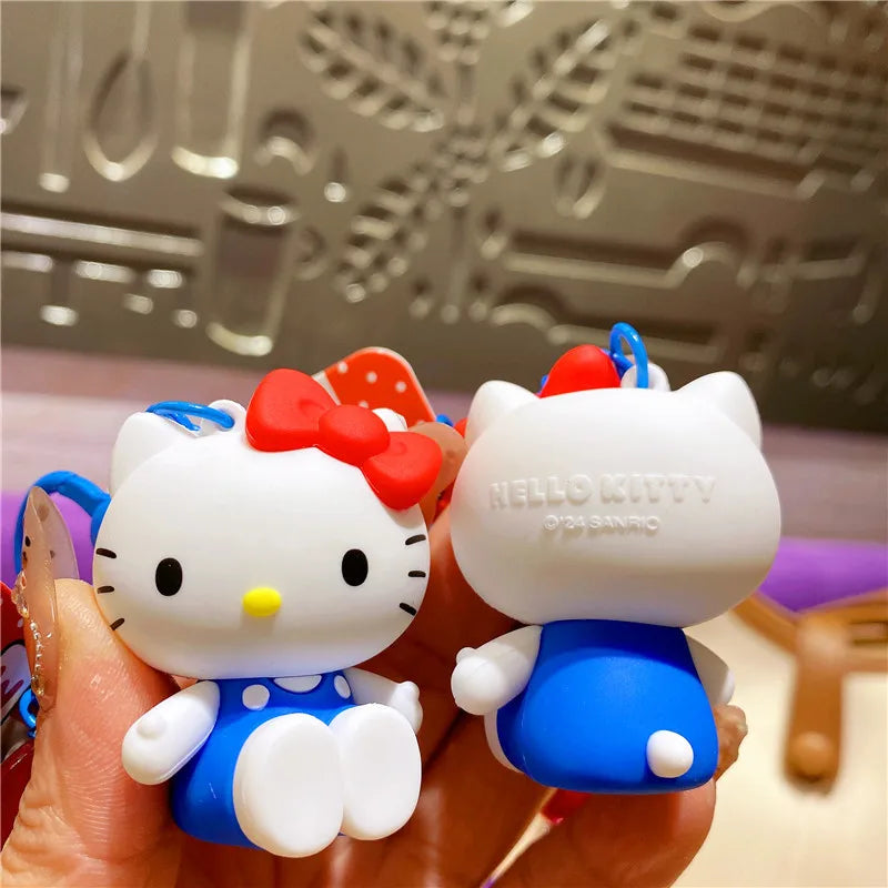 Atacado Sanrio Chaveiro Hello Kitty Mochila Escolar Pingente Kawaii Kt Vermelho Azul Branco Desenho Animado Chave Kitty TV Chaveiro com Contas Presente para Meninas