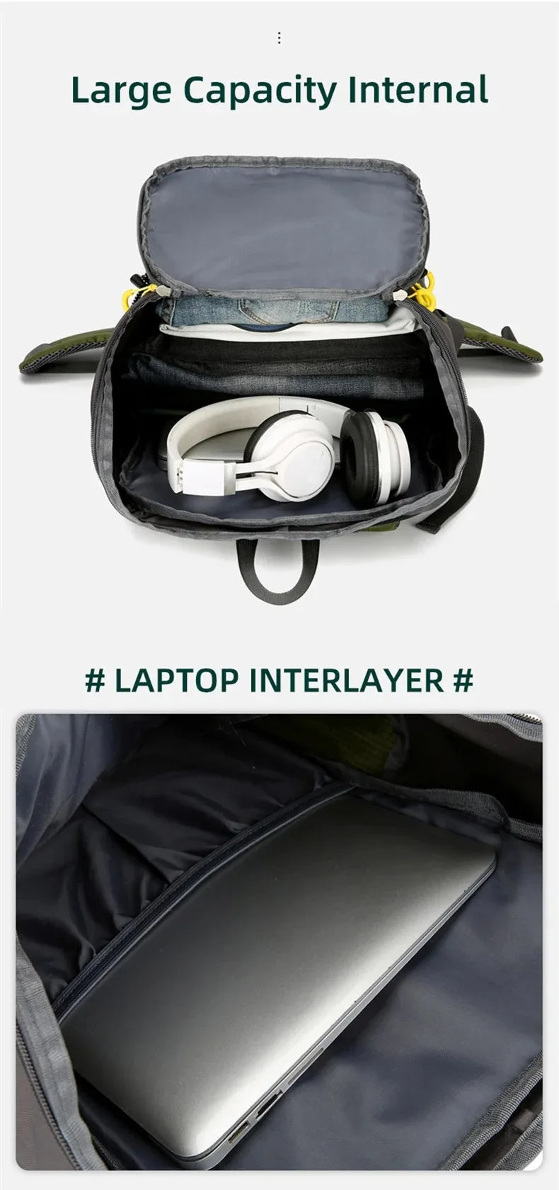 Mochila de viagem 50L para acampamento, bolsa grande para caminhada, mochila turística à prova d'água para esportes ao ar livre, escalada e montanhismo