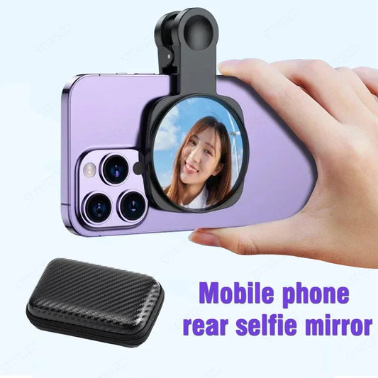 Kit de clipe de reflexão para espelho de câmera de smartphone Clipe de espelho de câmera de celular portátil com bolsa de armazenamento Espelho de selfie traseiro para celular