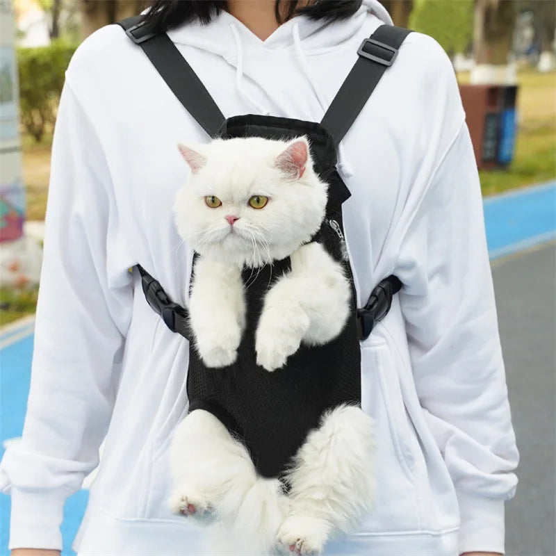 Bolsa de transporte ajustável para gatos, mochila de ombro duplo para animais de estimação, bolsa portátil para viagens ao ar livre, acampamento, caminhada, bolsa para gatos e cachorros