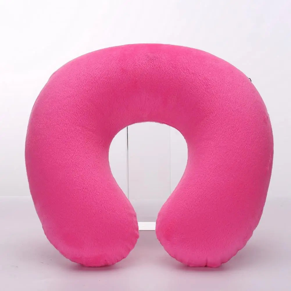 Travesseiro de pescoço em forma de U, travesseiro inflável para alívio da fadiga, travesseiro de viagem, encosto de cabeça para voo, almofada em forma de U para avião