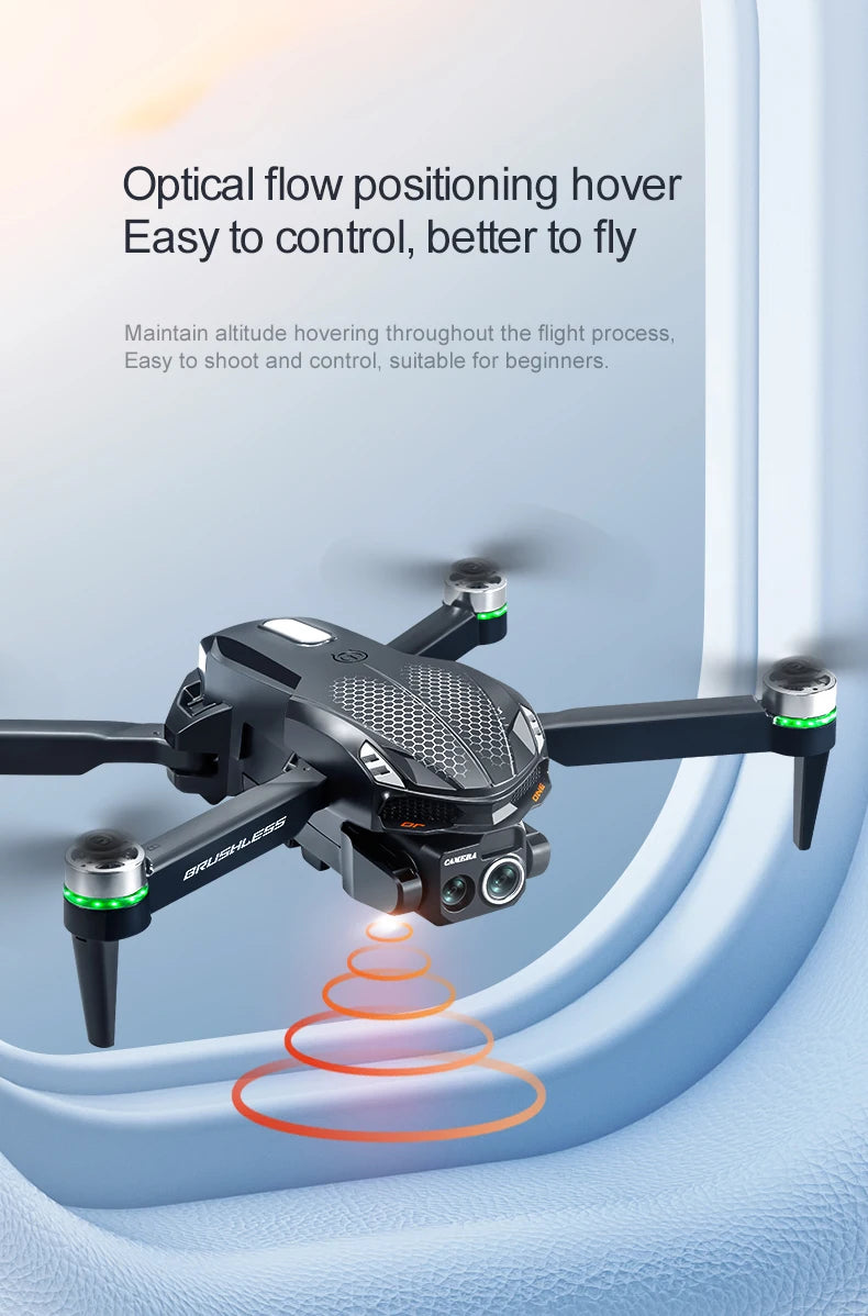 Drone S168 RC 2025 com tela de 2,4 polegadas, motor sem escova, câmeras duplas 8K HD, posicionamento de fluxo óptico, aeronave de brinquedo com prevenção inteligente