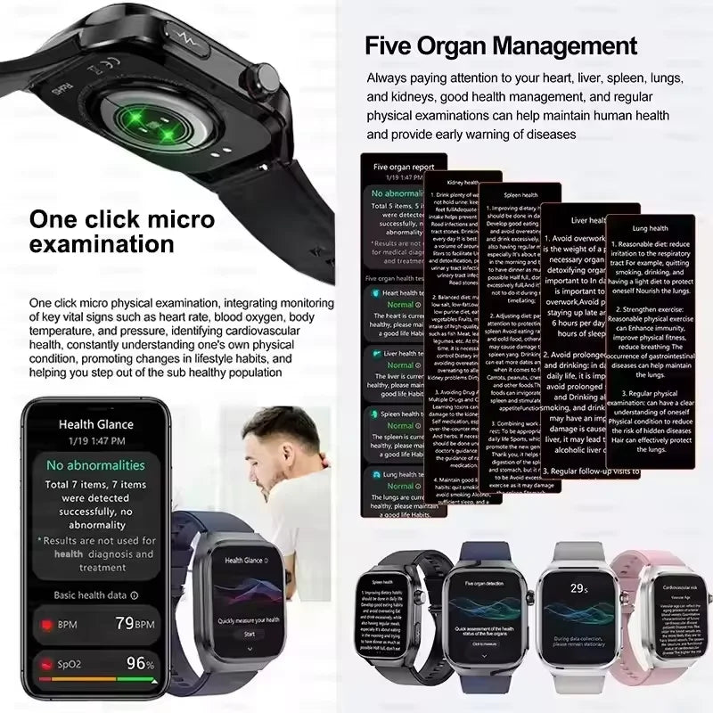 Novo 2025 para Huawei Três altas pressão arterial Smartwatch ECG Ácido Úrico Frequência Cardíaca Relógio Análise Corporal Monitoramento de Saúde Relógios