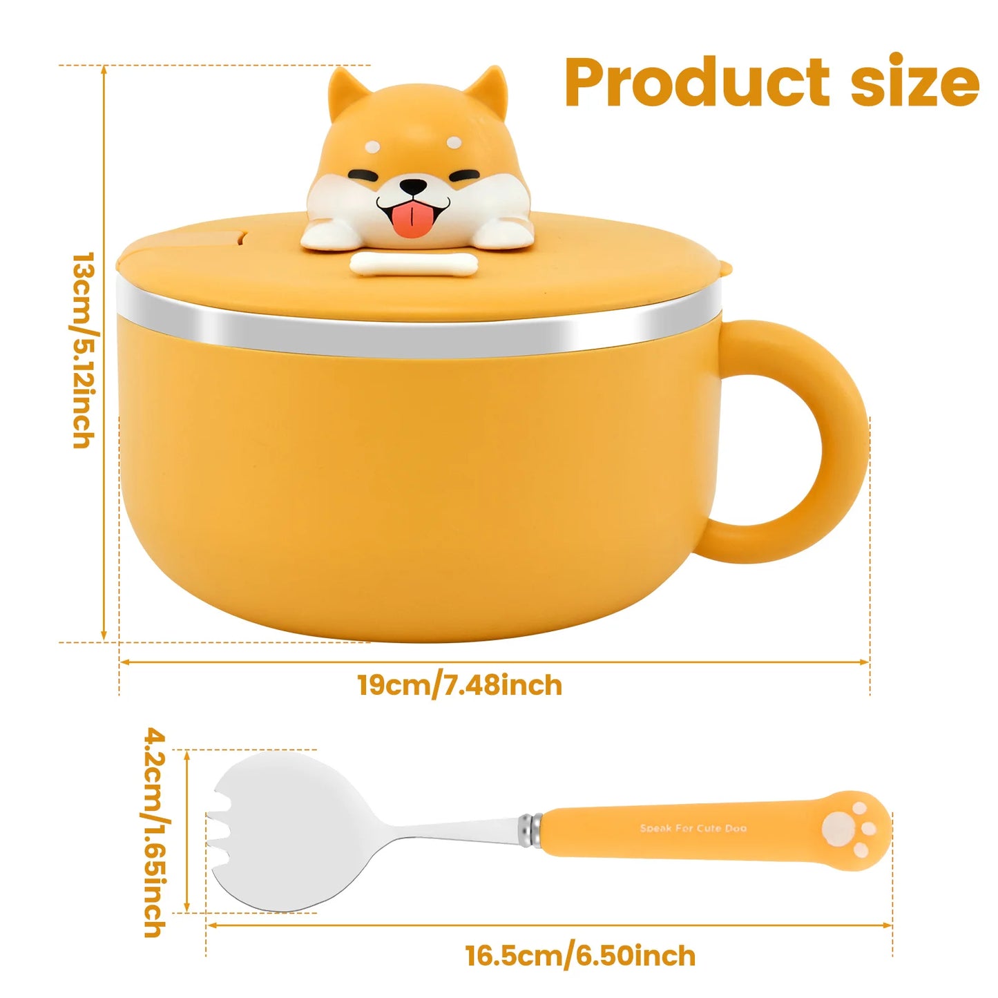 Tigela de macarrão instantâneo de aço inoxidável 1200ml com tampa resistente ao calor para macarrão instantâneo, utensílios de cozinha e utensílios de cozinha