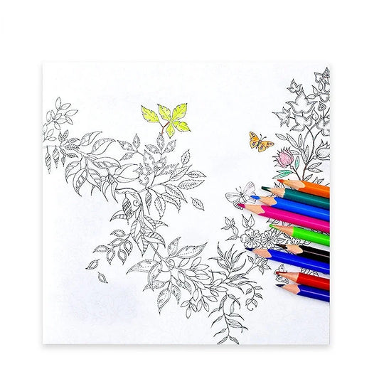 Um livro de colorir pintado à mão Explore o País das Maravilhas com 24 páginas, Floresta Encantada/Jardim Secreto, livros de pintura de grafite
