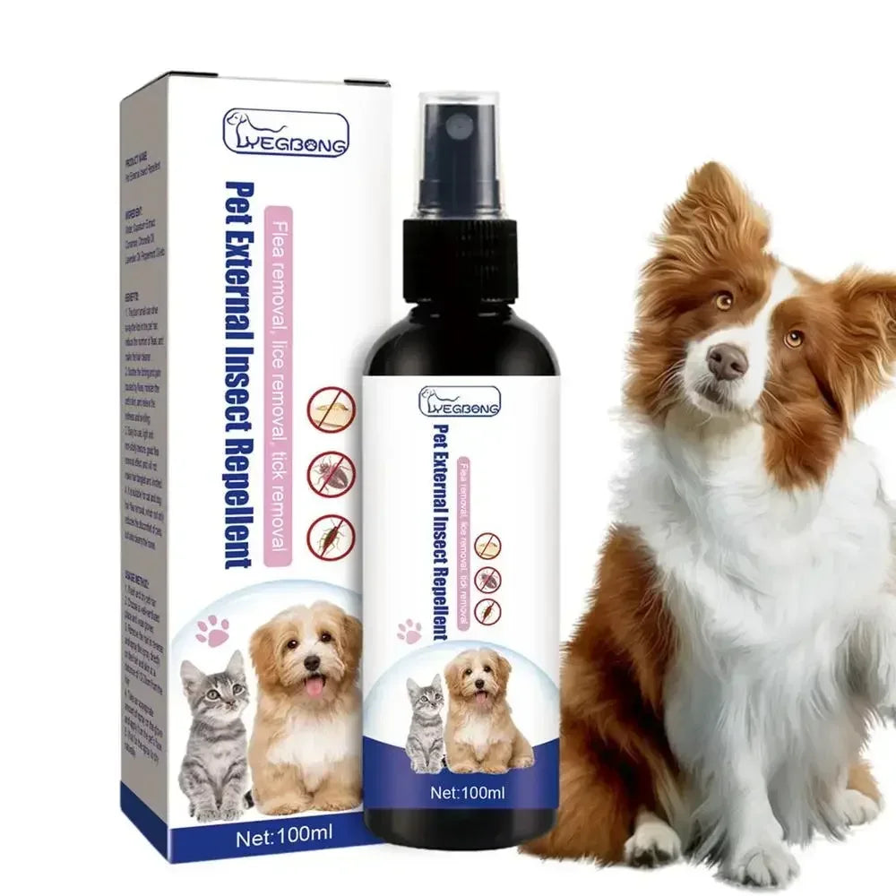 Spray removedor de pulgas para cães e gatos Limpeza da pele de animais de estimação Repelente externo de piolhos Carrapatos Spray para alívio e alívio