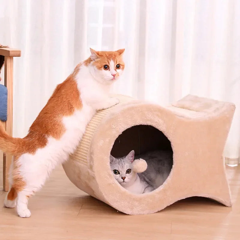 Ninho de gato, casa quente para gatos, casa fechada para gatos durante todo o ano, ninho de dormir para gatos no inverno, suprimentos para animais de estimação