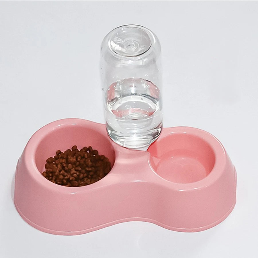 Tigela para gatos, tigela dupla para animais de estimação, tudo em um, para comer e beber água, antiderrapante, com refil automático de água
