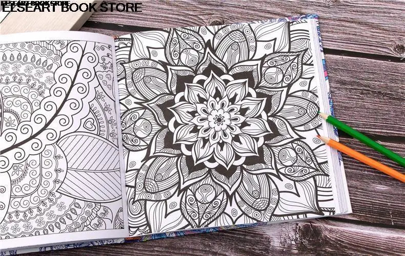 Livro de pintura colorida de mandalas zen, terapia de descompressão para adultos, descompressão psicológica, pintura de grafite, capa dura, 141 unidades