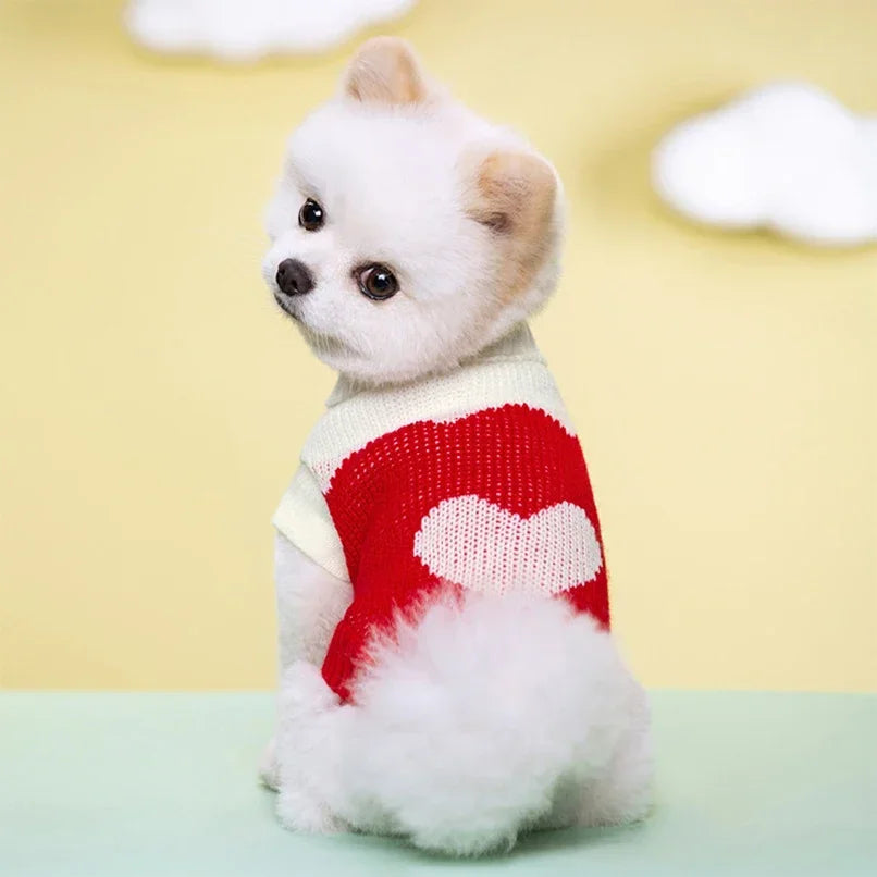 Suéter para filhotes e gatos, roupas quentes de inverno para animais de estimação para cães pequenos, colete para chihuahua, buldogue francês, suéter de malha, fantasia para gatinhos schnauzer