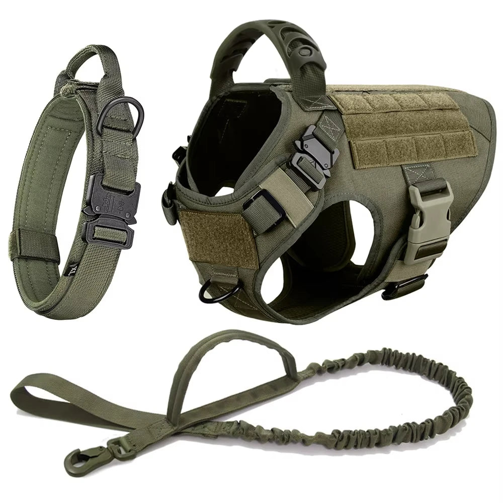 Conjunto de peitoral e guia para cães grandes, colete de treinamento para pastor alemão malinois, colete e coleira para cães de médio e grande porte