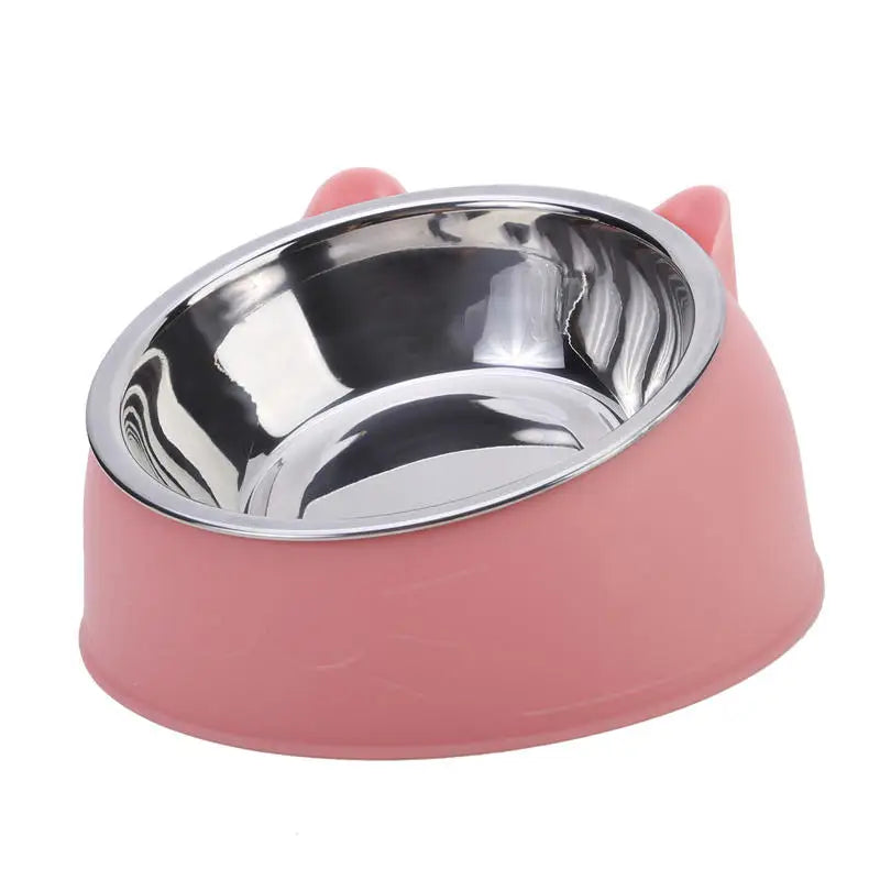 Tigela para gatos, adorável, criativa, inclinada, para gatinhos, filhotes, tigelas de alimentação, aço inoxidável, alimentador para gatos, cães de estimação, alimentadores para gatos
