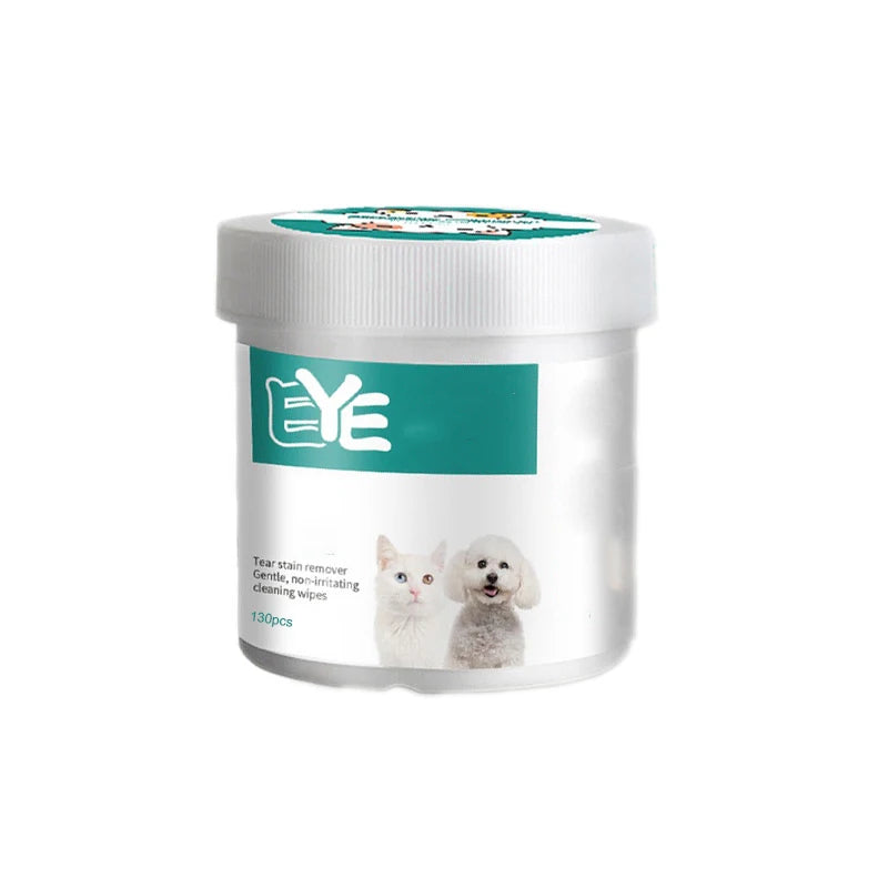 Lenços umedecidos para cães e gatos, lenços umedecidos para marcas de lágrimas, produtos de limpeza universais sem irritação, 130 lenços em lata